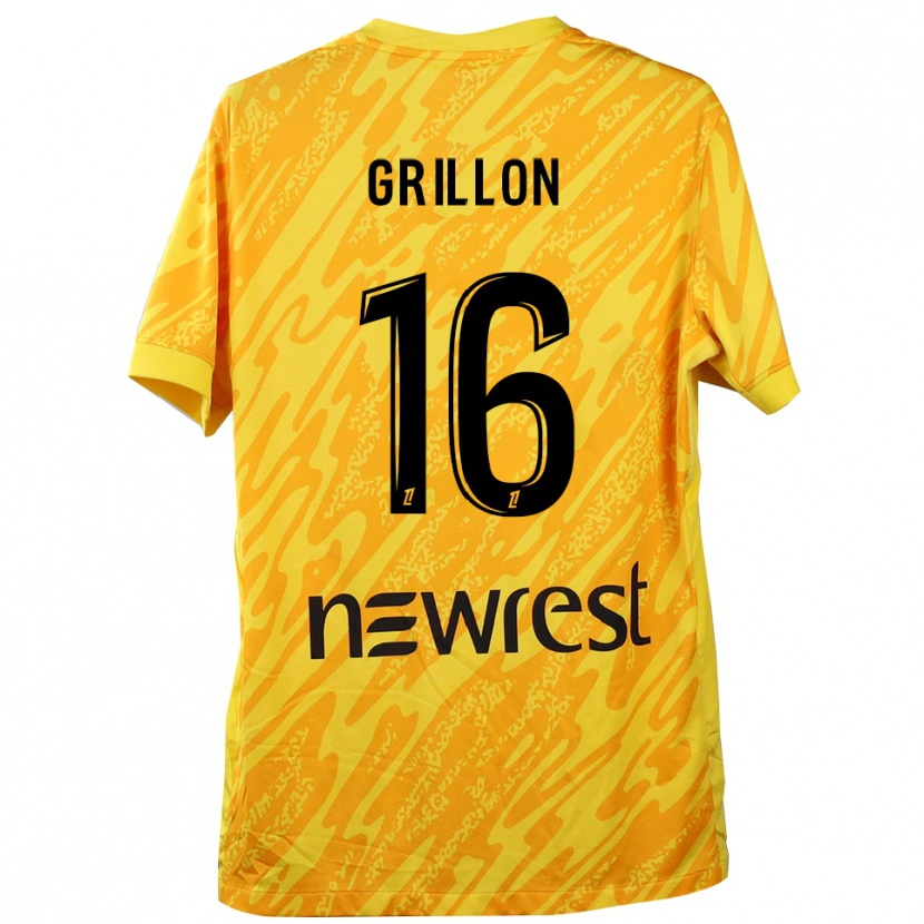 Danxen Niño Camiseta Gaëlle Grillon #16 Amarillo Negro Portero Equipación 2025/26 La Camisa México