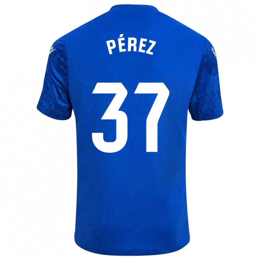 Danxen Niño Camiseta David Pérez #37 Azul Blanco Portero Equipación 2025/26 La Camisa México