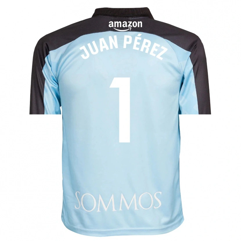 Danxen Niño Camiseta Juan Pérez #1 Azul Claro Negro Portero Equipación 2025/26 La Camisa México