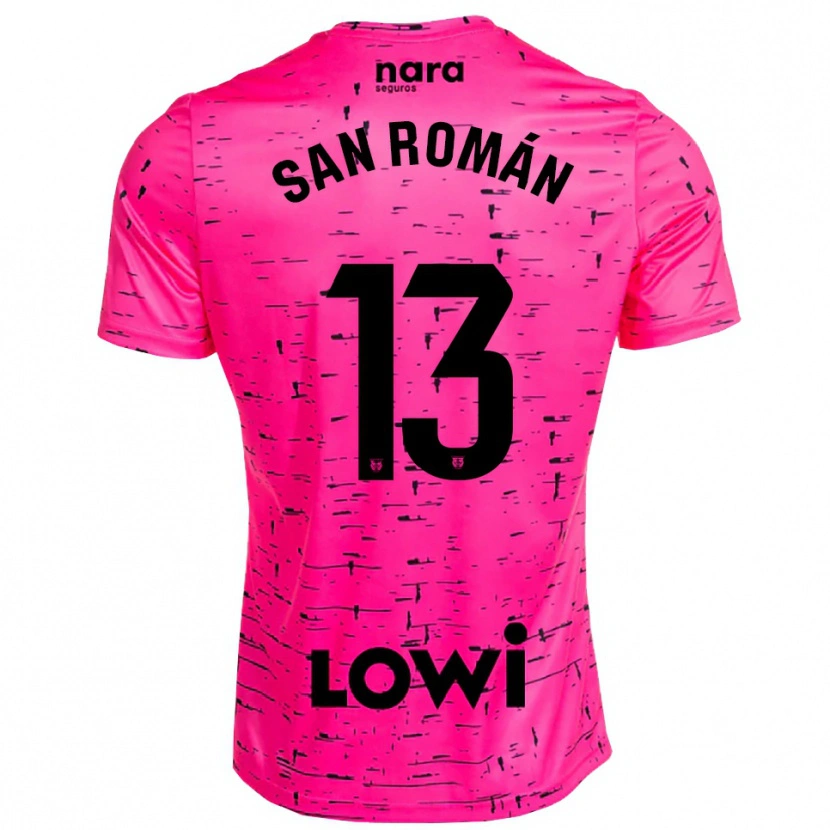 Danxen Niño Camiseta Miguel San Román #13 Negro Rosa Profundo Portero Equipación 2025/26 La Camisa México