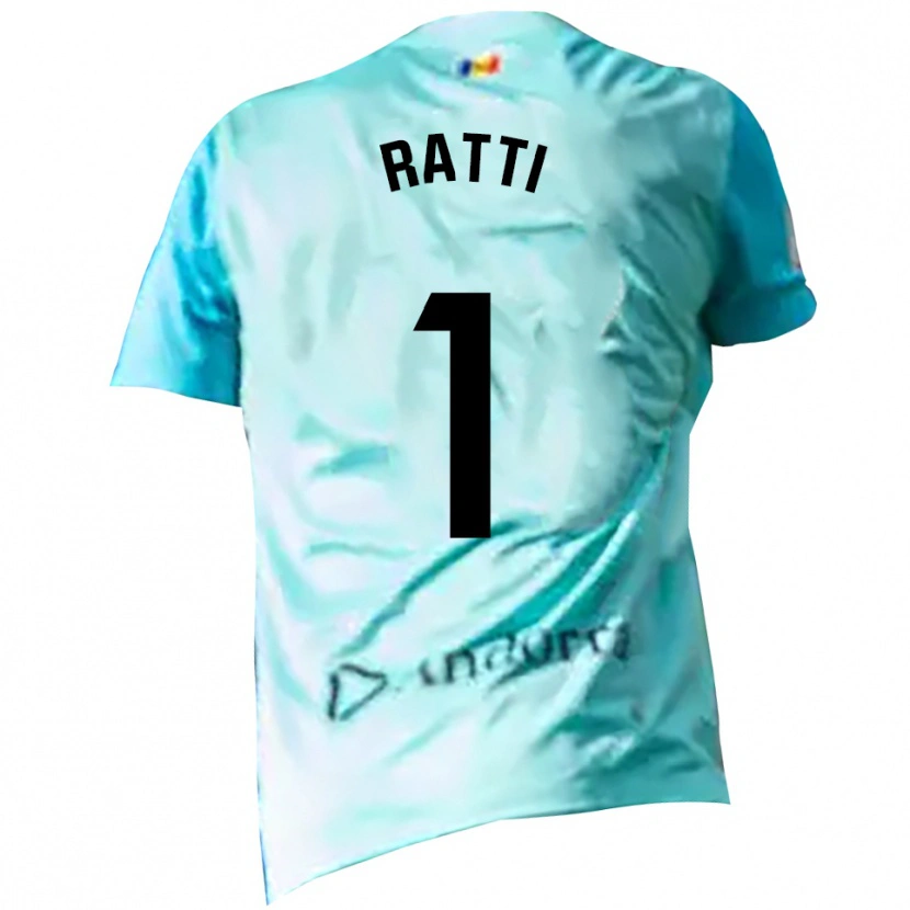 Danxen Niño Camiseta Nico Ratti #1 Negro Cian Portero Equipación 2025/26 La Camisa México