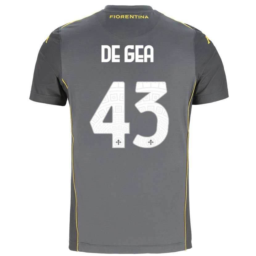 Danxen Niño Camiseta David de Gea #43 Gris Oscuro Amarillo Portero Equipación 2025/26 La Camisa México
