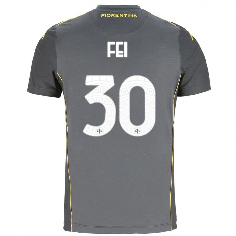 Danxen Niño Camiseta Gianmaria Fei #30 Gris Oscuro Amarillo Portero Equipación 2025/26 La Camisa México
