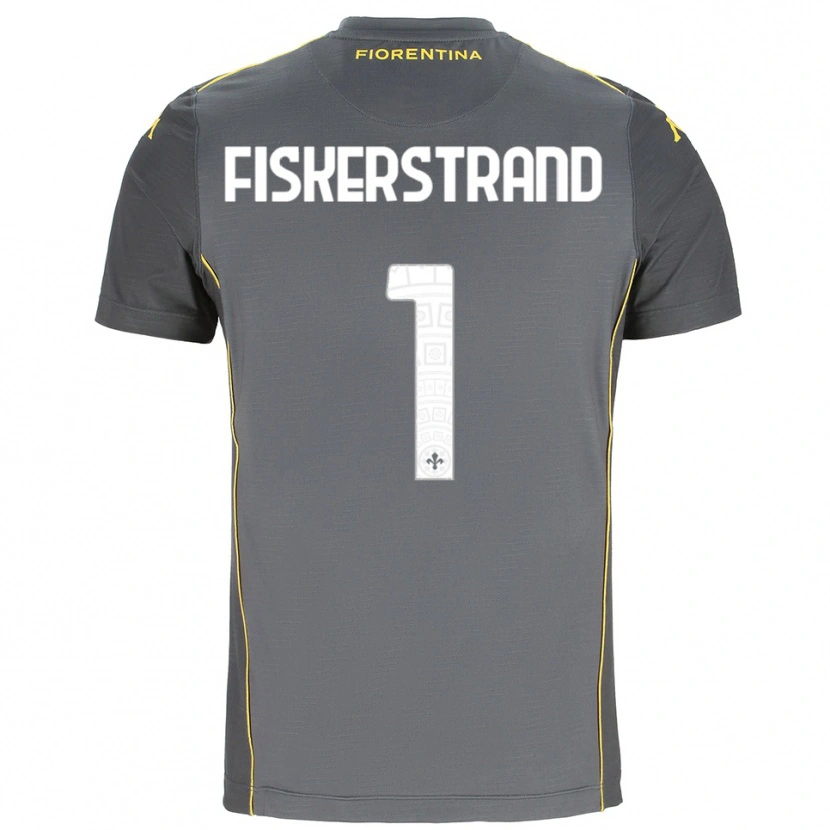 Danxen Niño Camiseta Cecilie Fiskerstrand #1 Gris Oscuro Amarillo Portero Equipación 2025/26 La Camisa México