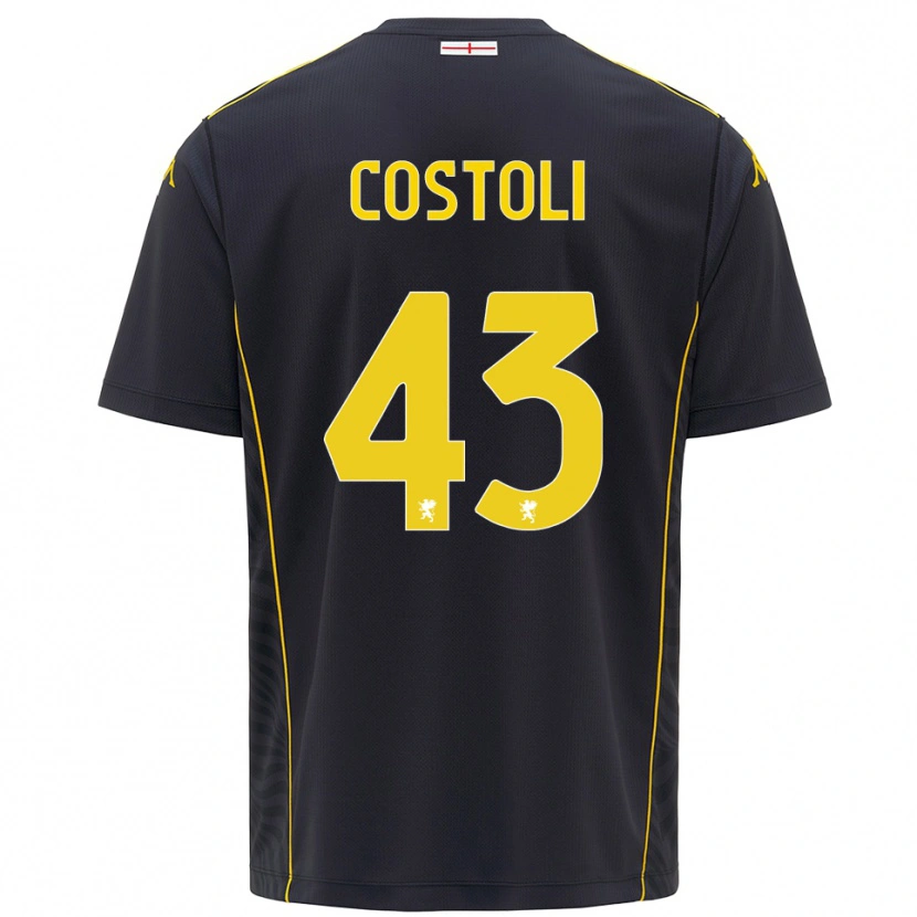 Danxen Niño Camiseta Lorenzo Costoli #43 Negro Amarillo Portero Equipación 2025/26 La Camisa México