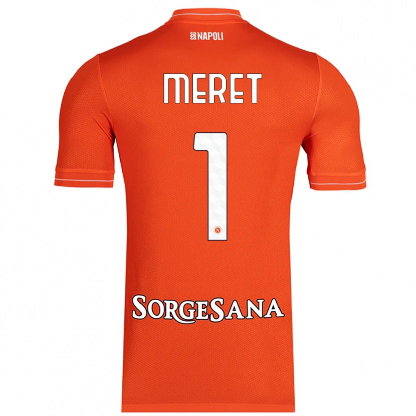 Danxen Niño Camiseta Alex Meret #1 Naranja Rojo Blanco Portero Equipación 2025/26 La Camisa México