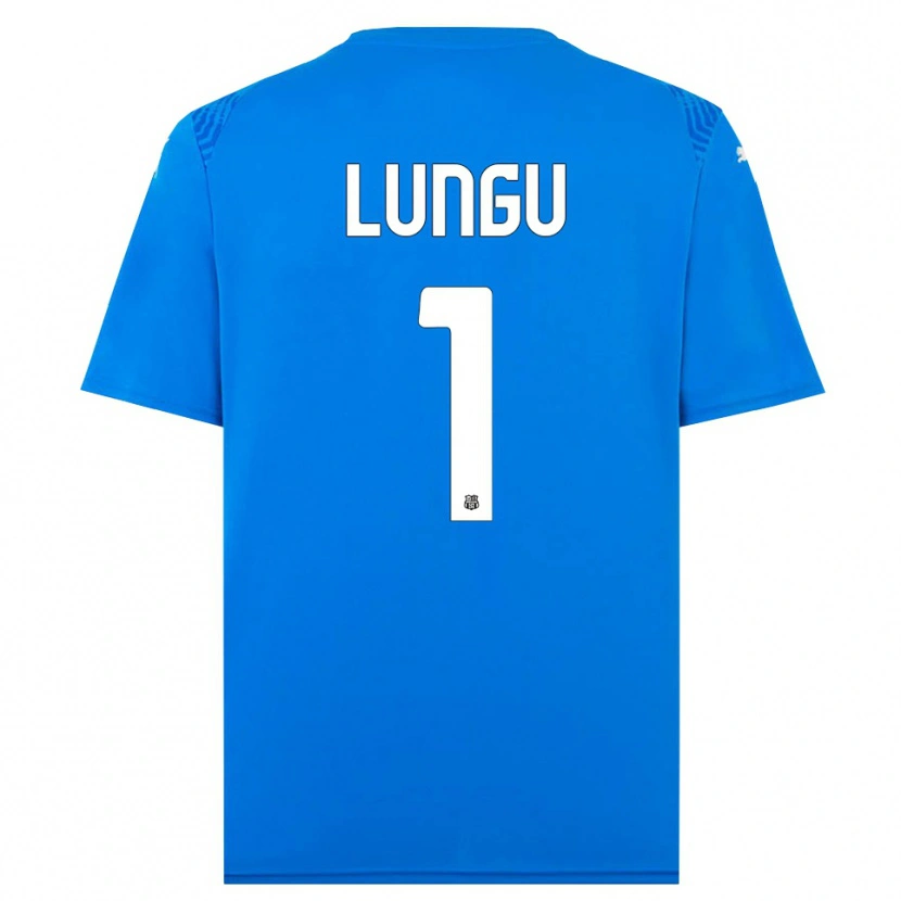Danxen Niño Camiseta Luca Lungu #1 Azul Blanco Portero Equipación 2025/26 La Camisa México