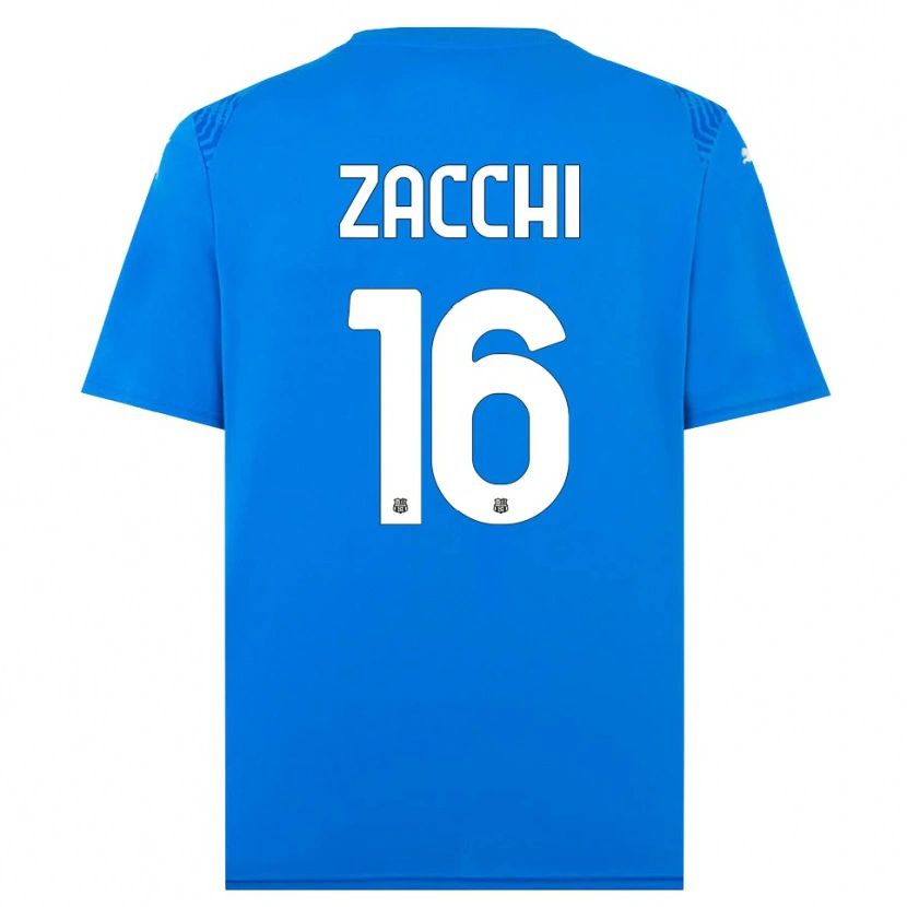 Danxen Niño Camiseta Gioele Zacchi #16 Azul Blanco Portero Equipación 2025/26 La Camisa México