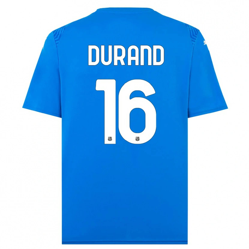 Danxen Niño Camiseta Solène Durand #16 Azul Blanco Portero Equipación 2025/26 La Camisa México