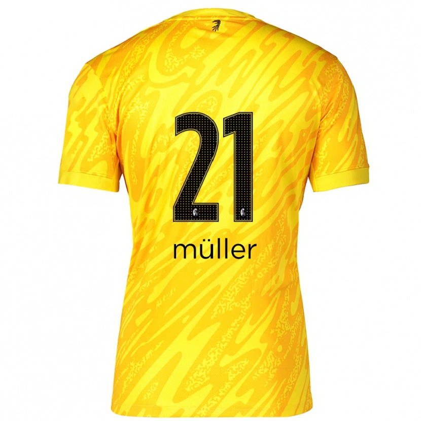 Danxen Niño Camiseta Florian Müller #21 Amarillo Negro Portero Equipación 2025/26 La Camisa México