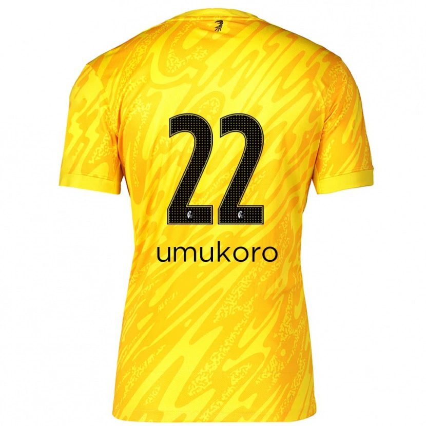 Danxen Niño Camiseta Jayden Umukoro #22 Amarillo Negro Portero Equipación 2025/26 La Camisa México