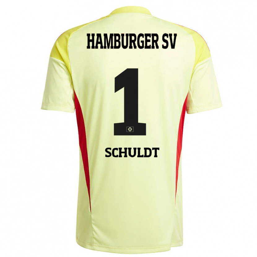Danxen Niño Camiseta Inga Schuldt #1 Amarillo Negro Rojo Portero Equipación 2025/26 La Camisa México