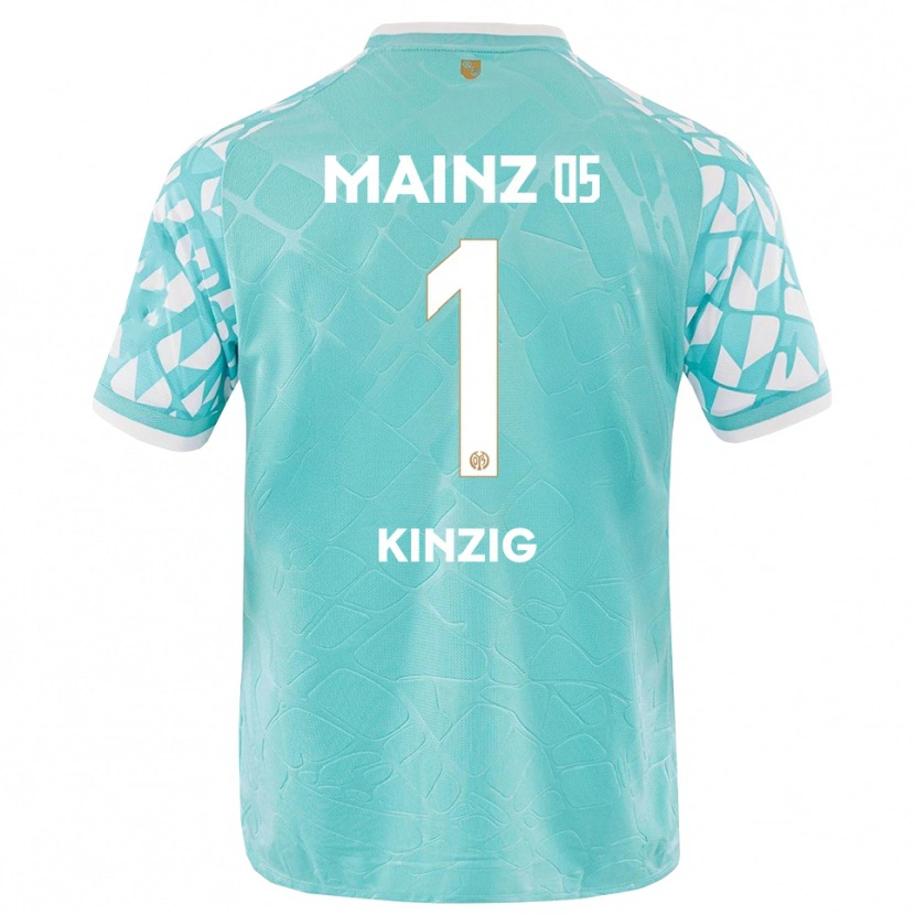 Danxen Niño Camiseta Maximilian Kinzig #1 Blanco Turquesa Portero Equipación 2025/26 La Camisa México