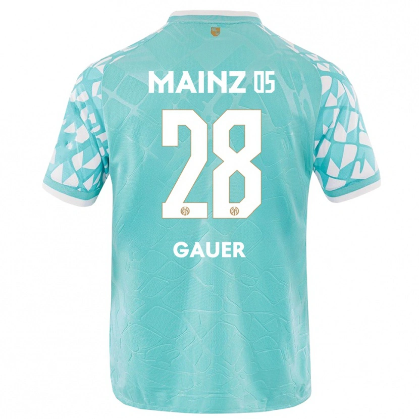 Danxen Niño Camiseta Luke Gauer #28 Blanco Turquesa Portero Equipación 2025/26 La Camisa México