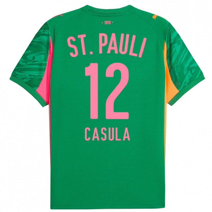 Danxen Niño Camiseta David Casula #12 Verde Naranja Rosa Portero Equipación 2025/26 La Camisa México