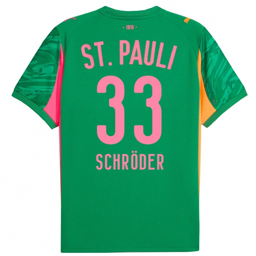 Danxen Niño Camiseta Lennard Schröder #33 Verde Naranja Rosa Portero Equipación 2025/26 La Camisa México