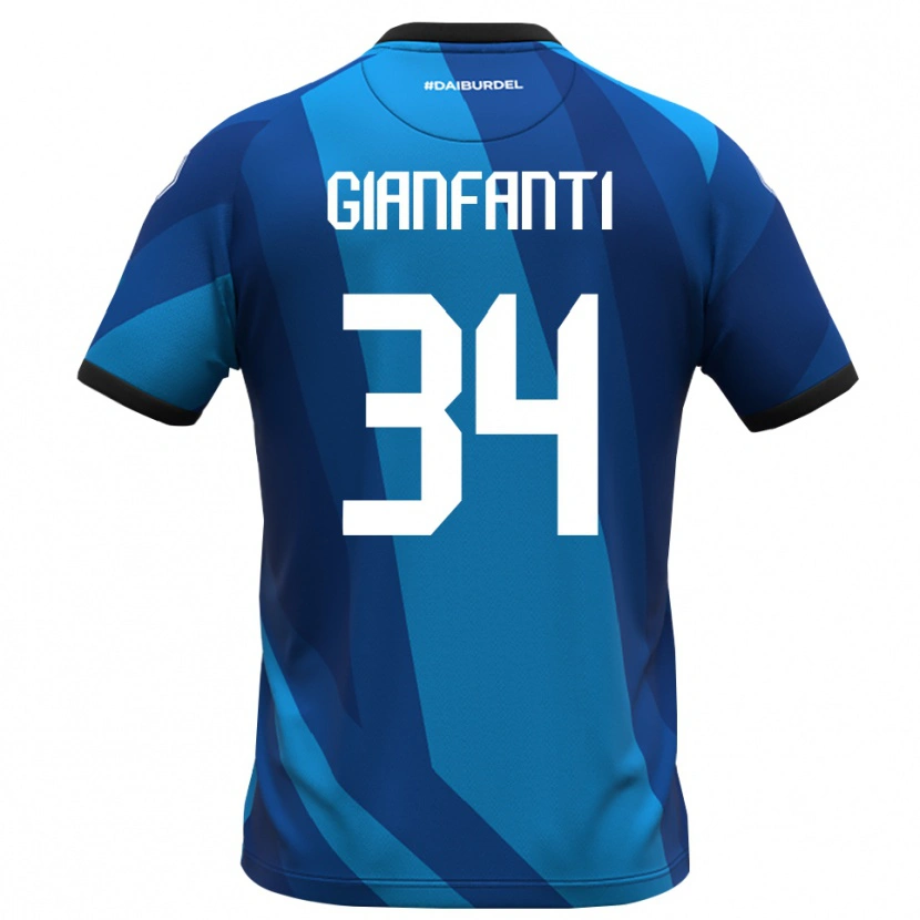 Danxen Niño Camiseta Simone Gianfanti #34 Azul Real Naranja Portero Equipación 2025/26 La Camisa México