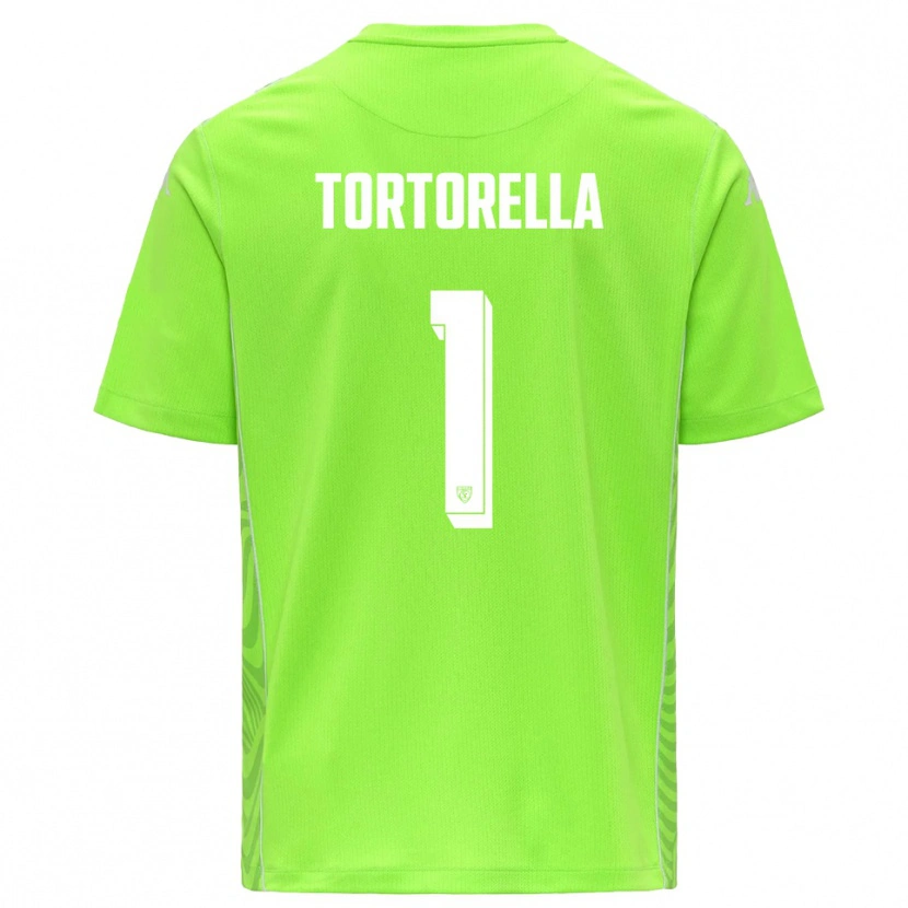Danxen Niño Camiseta Diego Tortorella #1 Verde Césped Blanco Portero Equipación 2025/26 La Camisa México