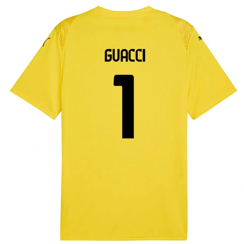 Danxen Niño Camiseta Marco Guacci #1 Amarillo Negro Portero Equipación 2025/26 La Camisa México