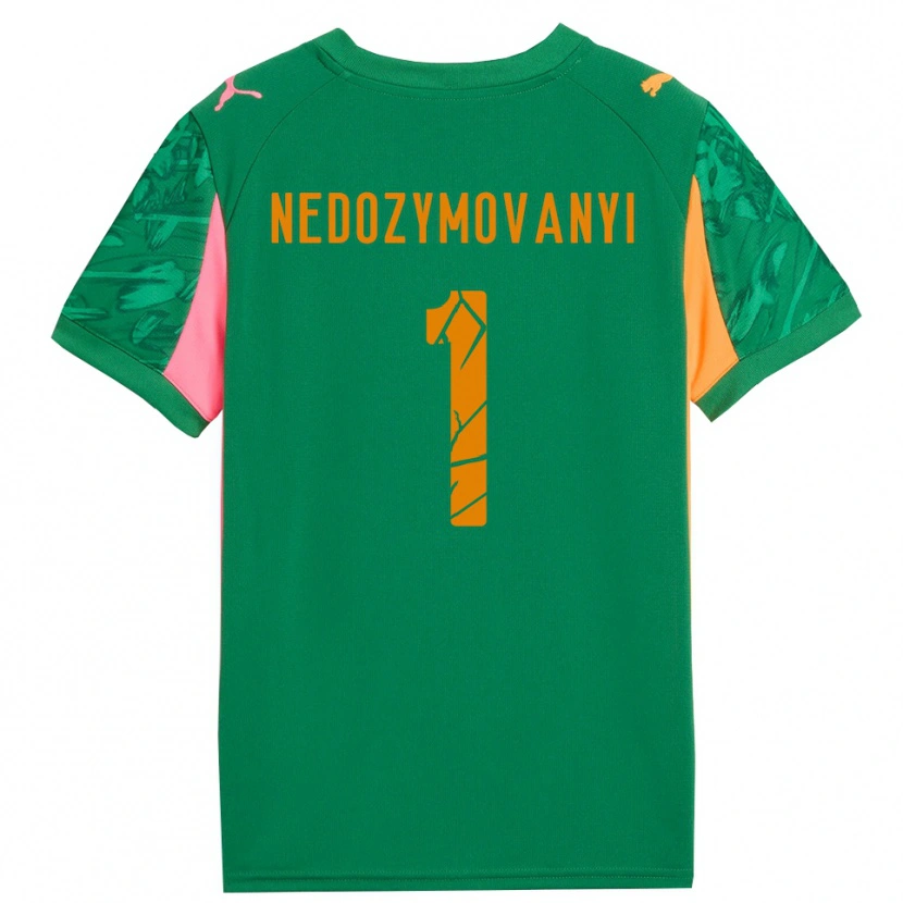 Danxen Niño Camiseta Artem Nedozymovanyi #1 Verde Naranja Rosa Portero Equipación 2025/26 La Camisa México