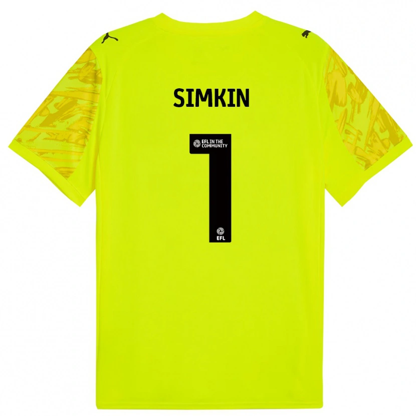 Danxen Niño Camiseta Tommy Simkin #1 Verde Fluorescente Portero Equipación 2025/26 La Camisa México