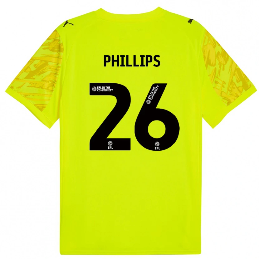 Danxen Niño Camiseta Noah Phillips #26 Verde Fluorescente Portero Equipación 2025/26 La Camisa México