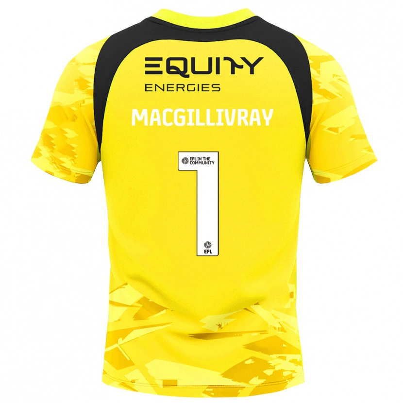 Danxen Niño Camiseta Craig MacGillivray #1 Negro Amarillo Claro Glack Portero Equipación 2025/26 La Camisa México