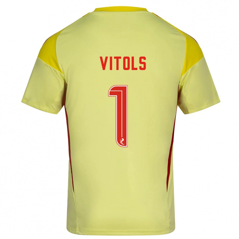 Danxen Niño Camiseta Rodrigo Vitols #1 Rojo Amarillo Portero Equipación 2025/26 La Camisa México
