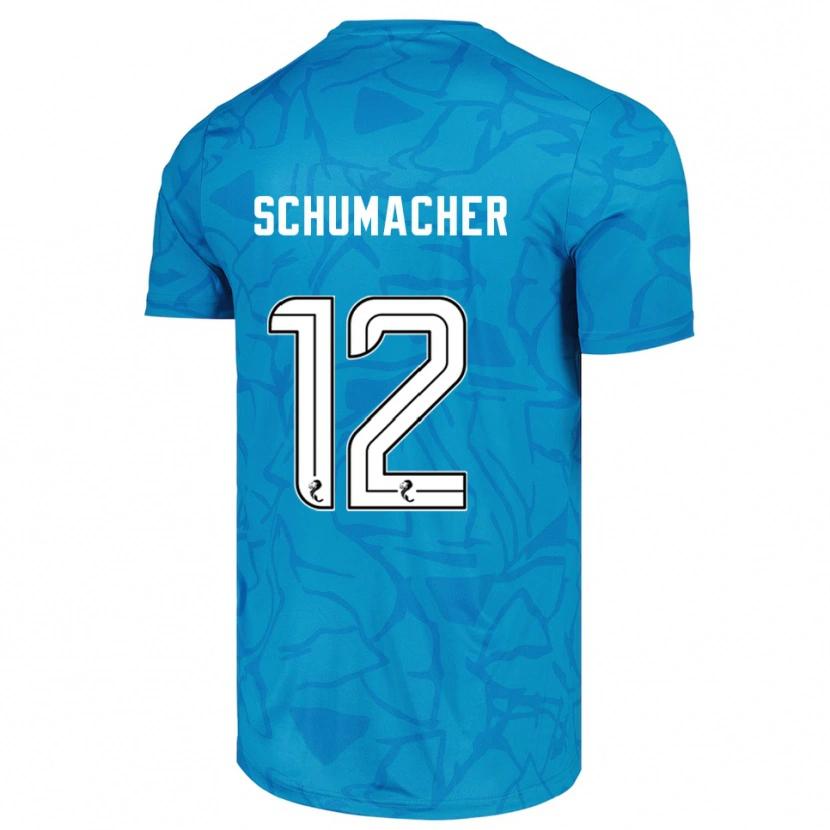 Danxen Niño Camiseta Noa Schumacher #12 Blanco Azul Portero Equipación 2025/26 La Camisa México