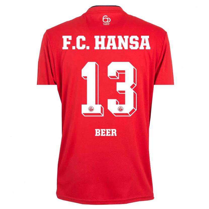 Danxen Niño Camiseta Darian Beer #13 Rojo Blanco Portero Equipación 2025/26 La Camisa México