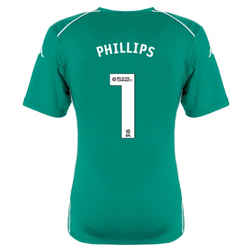 Danxen Niño Camiseta Dillon Phillips #1 Verde Blanco Portero Equipación 2025/26 La Camisa México