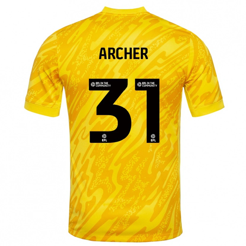 Danxen Niño Camiseta Jordan Archer #31 Negro Amarillo Portero Equipación 2025/26 La Camisa México