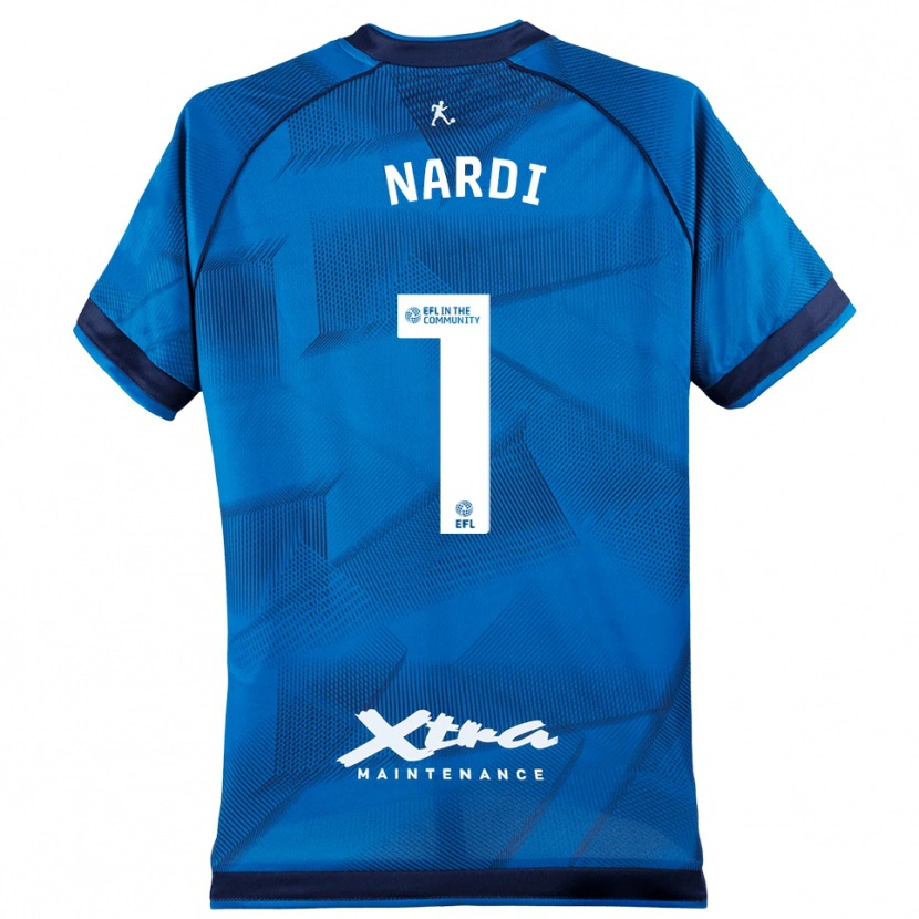 Danxen Niño Camiseta Paul Nardi #1 Azul Blanco Portero Equipación 2025/26 La Camisa México