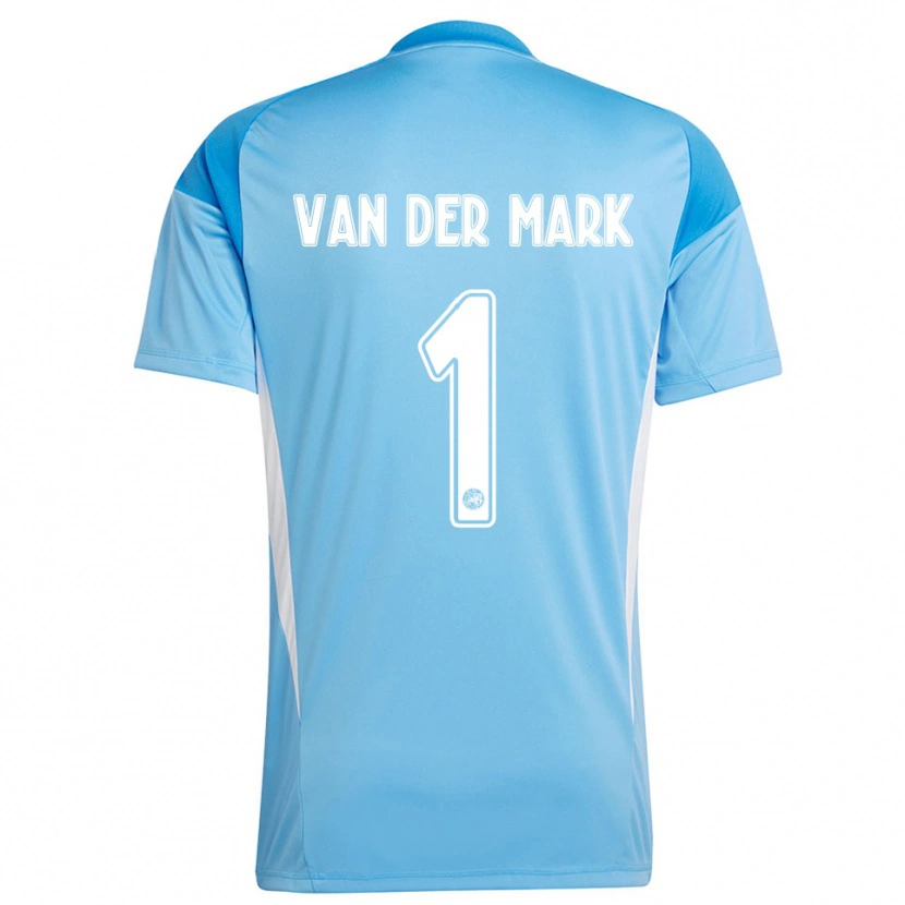Danxen Niño Camiseta Jesper van der Mark #1 Azul Claro Blanco Portero Equipación 2025/26 La Camisa México
