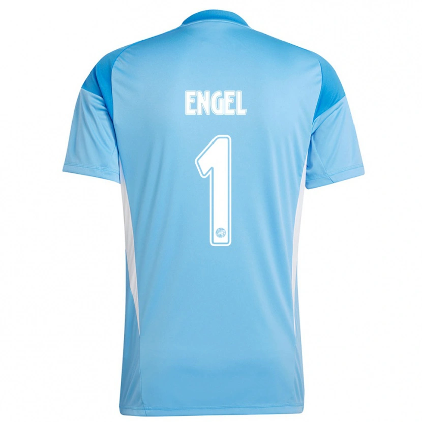 Danxen Niño Camiseta Mark Engel #1 Azul Claro Blanco Portero Equipación 2025/26 La Camisa México