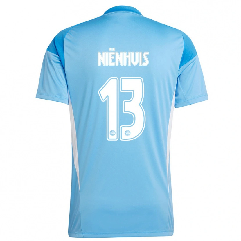 Danxen Niño Camiseta Lois Niënhuis #13 Azul Claro Blanco Portero Equipación 2025/26 La Camisa México