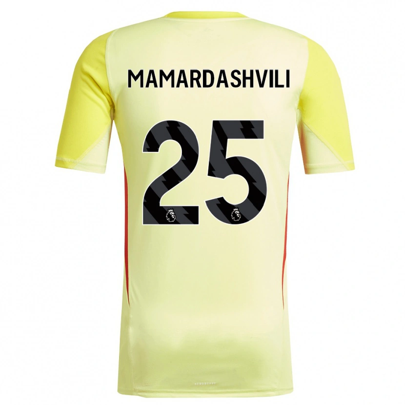 Danxen Niño Camiseta Giorgi Mamardashvili #25 Amarillo Rojo Portero Equipación 2025/26 La Camisa México