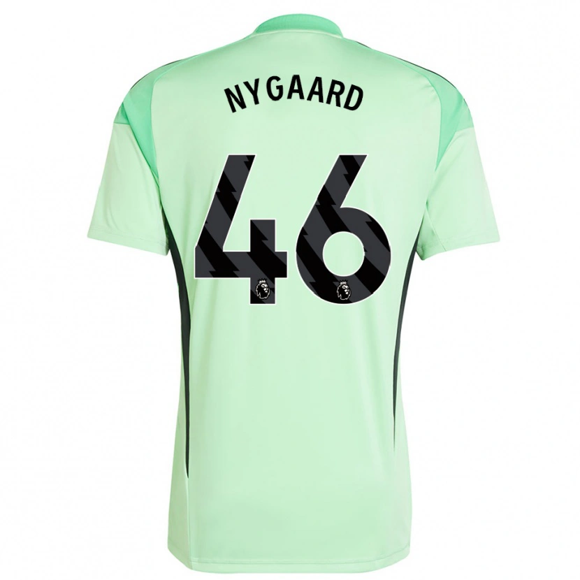 Danxen Niño Camiseta Lucas Nygaard #46 Verde Claro Negro Portero Equipación 2025/26 La Camisa México
