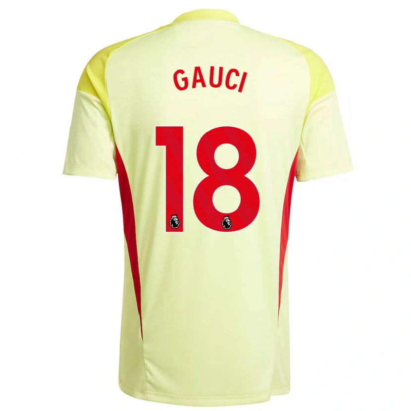 Danxen Niño Camiseta Joe Gauci #18 Amarillo Claro Portero Equipación 2025/26 La Camisa México