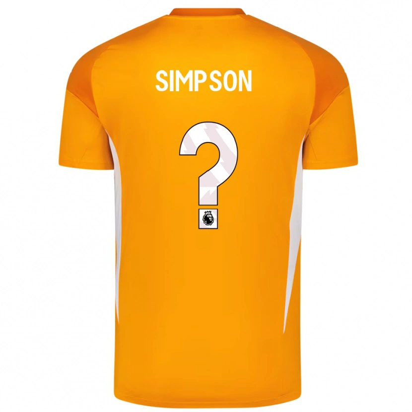 Danxen Niño Camiseta Carrie Simpson #0 Naranja Blanco Portero Equipación 2025/26 La Camisa México