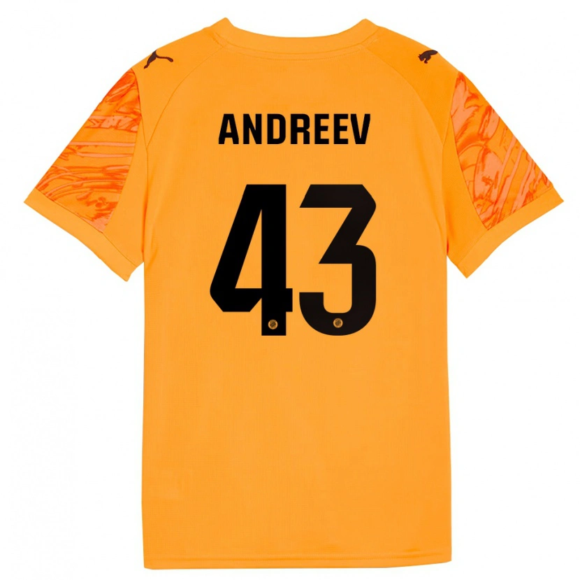 Danxen Niño Camiseta Aleksandar Andreev #43 Naranja Negro Portero Equipación 2025/26 La Camisa México