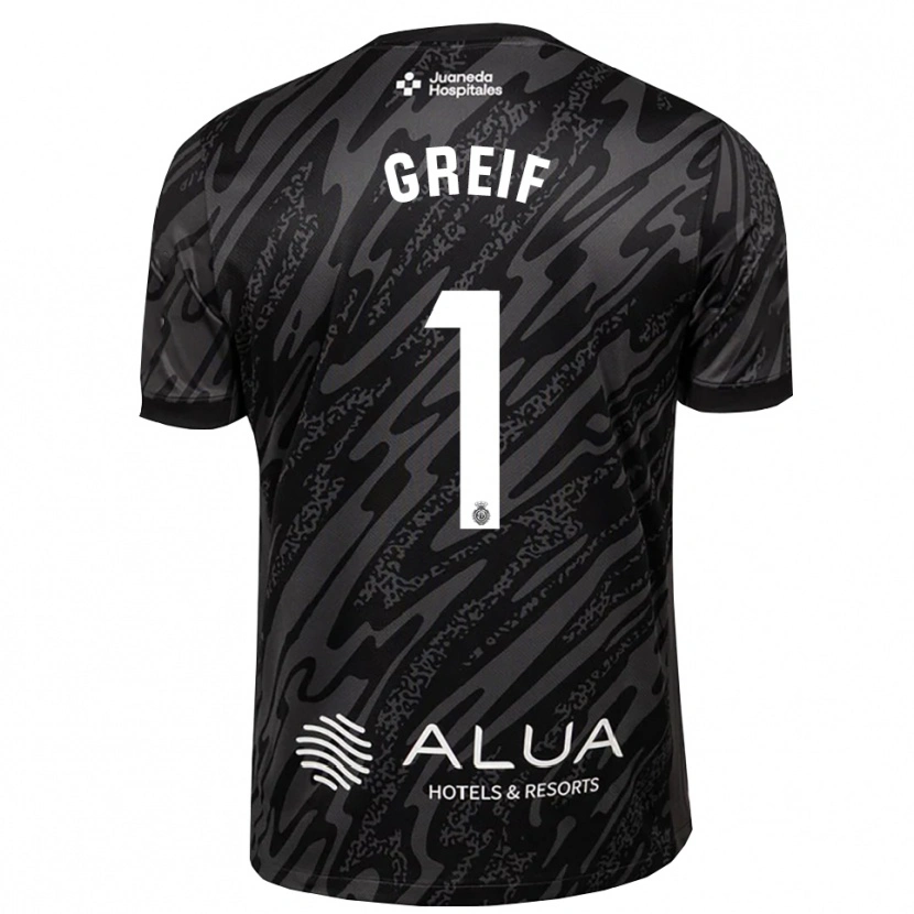 Danxen Niño Camiseta Dominik Greif #1 Gris Oscuro Negro Portero Equipación 2025/26 La Camisa México