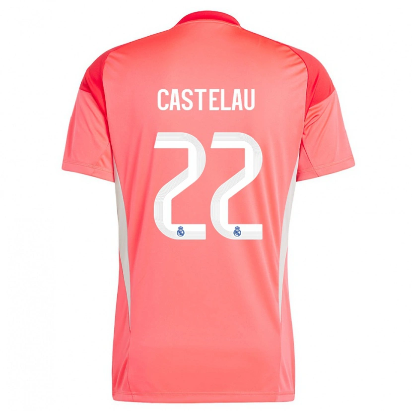 Danxen Niño Camiseta Alber Castelau #22 Blanco Blanco Rojo Naranja Portero Equipación 2025/26 La Camisa México