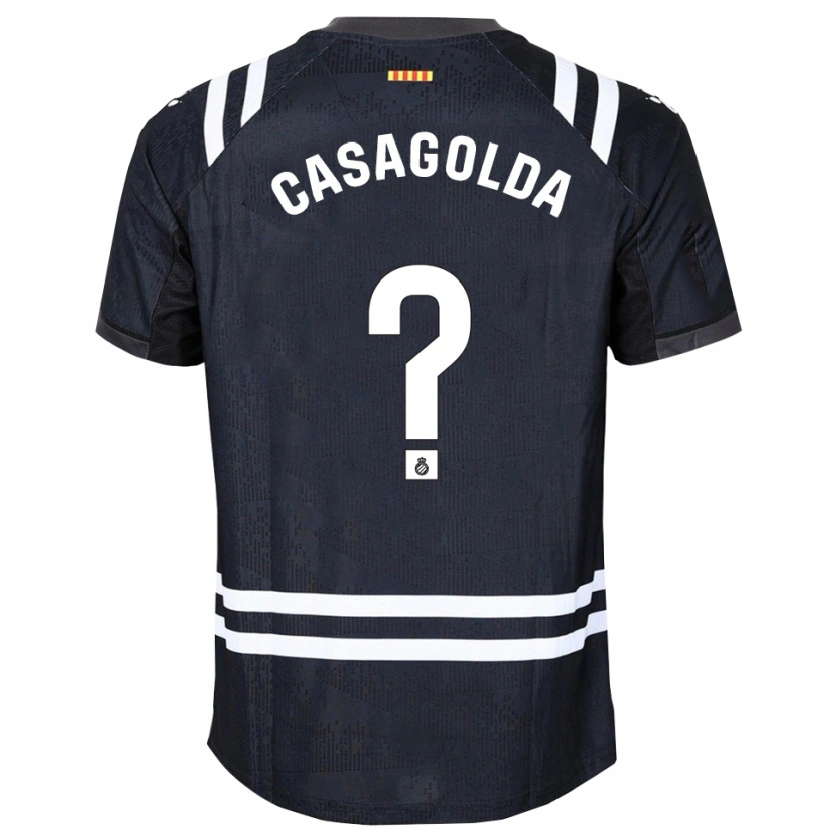 Danxen Niño Camiseta Pau Casagolda #0 Negro Blanco Portero Equipación 2025/26 La Camisa México