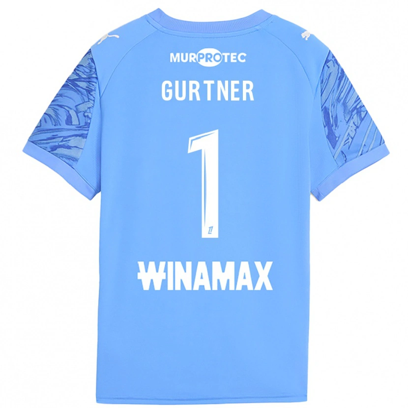 Danxen Niño Camiseta Régis Gurtner #1 Blanco Azul Claro Portero Equipación 2025/26 La Camisa México