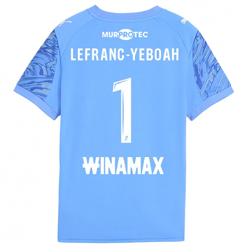 Danxen Niño Camiseta Daïvy Lefranc-Yeboah #1 Blanco Azul Claro Portero Equipación 2025/26 La Camisa México