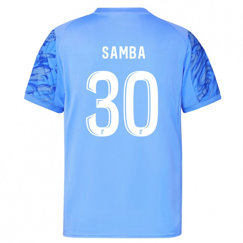 Danxen Niño Camiseta Brice Samba #30 Azul Blanco Portero Equipación 2025/26 La Camisa México