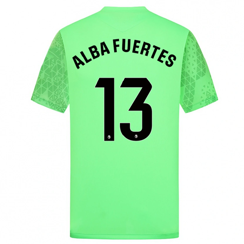 Danxen Niño Camiseta Alba Fuertes #13 Negro Verde Primavera Portero Equipación 2025/26 La Camisa México