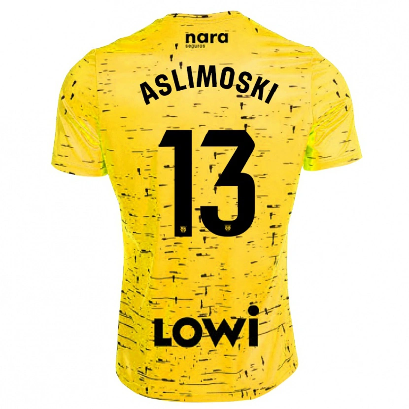 Danxen Niño Camiseta Tomme Aslimoski #13 Amarillo Negro Portero Equipación 2025/26 La Camisa México