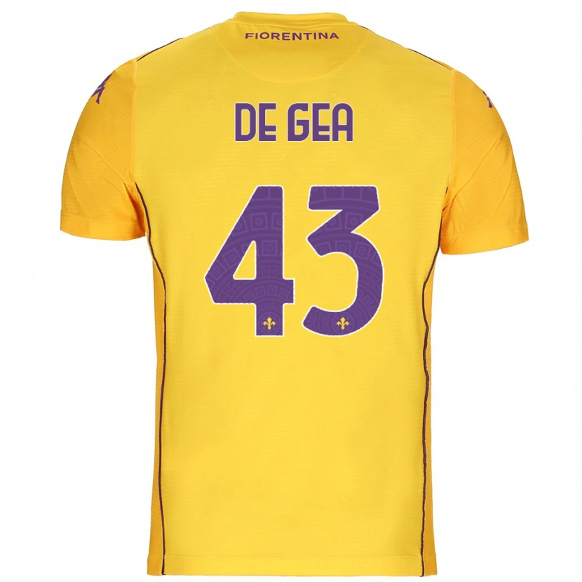 Danxen Niño Camiseta David de Gea #43 Naranja Amarillo Púrpura Portero Equipación 2025/26 La Camisa México